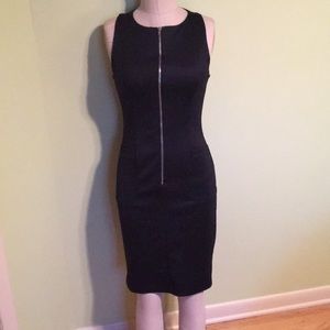 Black Zipper detail midi dress